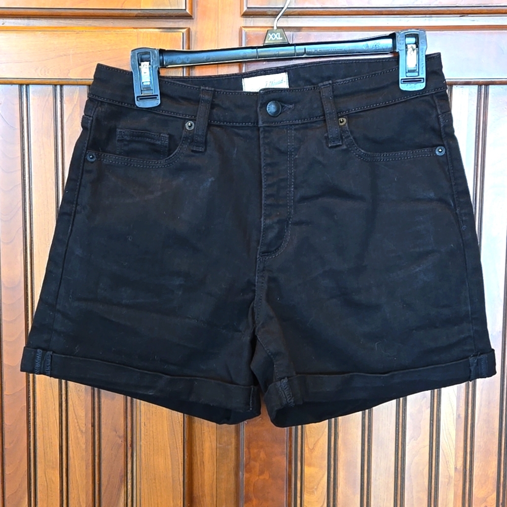 Women's Black Denim Cuffed Shorts
